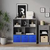 Asymmetrical 8 Cube Bookcase Unit w/ 3 Drawer Inserts