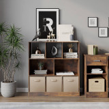 Asymmetrical 8 Cube Bookcase Unit w/ 3 Drawer Inserts