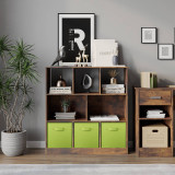 Asymmetrical 8 Cube Bookcase Unit w/ 3 Drawer Inserts
