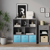 Asymmetrical 8 Cube Bookcase Unit w/ 3 Drawer Inserts