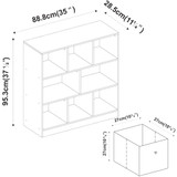 Asymmetrical 8 Cube Bookcase Unit w/ 3 Drawer Inserts