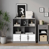 8 Cube Asymmetrical Storage Bookcase and Shelving Unit