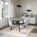 5-Piece Modern Dining Set - 110cm Rectangular Table and 6 Chairs with Wood-Effect Legs