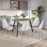 7-Piece Modern Dining Set - 110cm Rectangular Table and 6 Chairs with Wood-Effect Legs 7-Piece Modern Dining Set - 110cm Rectangular Table and 6 Chairs with Wood-Effect Legs