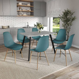7-Piece Modern Dining Set - 110cm Rectangular Table and 6 Chairs with Wood-Effect Legs 7-Piece Modern Dining Set - 110cm Rectangular Table and 6 Chairs with Wood-Effect Legs