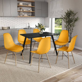7-Piece Modern Dining Set - 110cm Rectangular Table and 6 Chairs with Wood-Effect Legs 7-Piece Modern Dining Set - 110cm Rectangular Table and 6 Chairs with Wood-Effect Legs