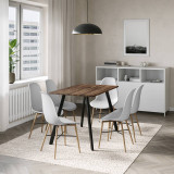 7-Piece Modern Dining Set - 110cm Rectangular Table and 6 Chairs with Wood-Effect Legs 7-Piece Modern Dining Set - 110cm Rectangular Table and 6 Chairs with Wood-Effect Legs