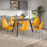 7-Piece Modern Dining Set - 110cm Rectangular Table and 6 Chairs with Wood-Effect Legs 7-Piece Modern Dining Set - 110cm Rectangular Table and 6 Chairs with Wood-Effect Legs