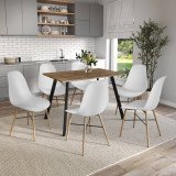 7-Piece Modern Dining Set - 110cm Rectangular Table and 6 Chairs with Wood-Effect Legs 7-Piece Modern Dining Set - 110cm Rectangular Table and 6 Chairs with Wood-Effect Legs