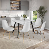 7-Piece Modern Dining Set - 110cm Rectangular Table and 6 Chairs with Wood-Effect Legs 7-Piece Modern Dining Set - 110cm Rectangular Table and 6 Chairs with Wood-Effect Legs