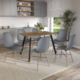 7-Piece Modern Dining Set - 110cm Rectangular Table and 6 Chairs with Wood-Effect Legs 7-Piece Modern Dining Set - 110cm Rectangular Table and 6 Chairs with Wood-Effect Legs