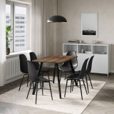 7-Piece Modern Dining Set - 110cm Table and 6 Chairs with Metal Legs