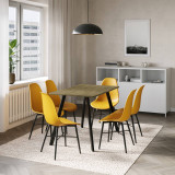 7-Piece Modern Dining Set - 110cm Table and 6 Chairs with Metal Legs