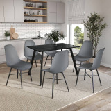 7-Piece Modern Dining Set - 110cm Table and 6 Chairs with Metal Legs