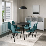 7-Piece Modern Dining Set - 110cm Table and 6 Chairs with Metal Legs