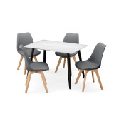 5-Piece Dining Set - 120cm Rectangular Sintered Stone Table and 4 Tulip Chairs with Wooden Legs