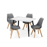 5-Piece Dining Set - 120cm Rectangular Sintered Stone Table and 4 Tulip Chairs with Wooden Legs