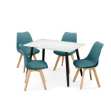 5-Piece Dining Set - 120cm Rectangular Sintered Stone Table and 4 Tulip Chairs with Wooden Legs