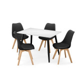5-Piece Dining Set - 120cm Rectangular Sintered Stone Table and 4 Tulip Chairs with Wooden Legs