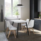 5-Piece Dining Set - 120cm Rectangular Sintered Stone Table and 4 Tulip Chairs with Wooden Legs