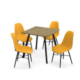 5-Piece Dining Set - 80cm Dining Table and 4 Tulip Chairs with Metal Legs