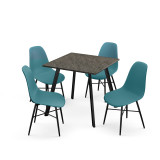 5-Piece Dining Set - 80cm Dining Table and 4 Tulip Chairs with Metal Legs