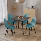 5-Piece Dining Set - 80cm Dining Table and 4 Tulip Chairs with Metal Legs