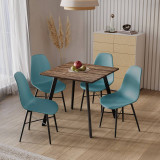 5-Piece Dining Set - 80cm Dining Table and 4 Tulip Chairs with Metal Legs