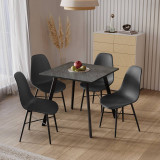 5-Piece Dining Set - 80cm Dining Table and 4 Tulip Chairs with Metal Legs