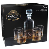 5 Piece Crystal Whiskey Decanter and Glass Set