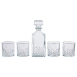 5 Piece Crystal Whiskey Decanter and Glass Set