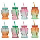 Fish Shaped Cocktail Glasses With Lids & Straws Fish Shaped Cocktail Glasses With Lids & Straws