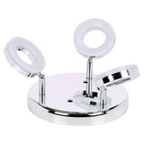 LED 3 Arm Round Ceiling Light Chrome Spotlight Fitting 3.8W Bulbs Included