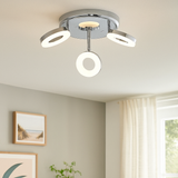 LED 3 Arm Round Ceiling Light Chrome Spotlight Fitting 3.8W Bulbs Included