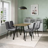 5-Piece Dining Set - 110cm Table and 4 Upholstered Velvet Chairs with Metal Legs
