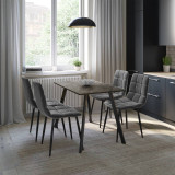 5-Piece Dining Set - 110cm Table and 4 Upholstered Velvet Chairs with Metal Legs