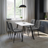 5-Piece Dining Set - 110cm Table and 4 Upholstered Velvet Chairs with Metal Legs