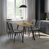 5-Piece Dining Set - 110cm Table and 4 Upholstered Velvet Chairs with Metal Legs