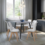 7-Piece Dining Set - 120cm Rectangular Sintered Stone Table and 6 Tulip Chairs with Wooden Legs