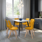 7-Piece Dining Set - 120cm Rectangular Sintered Stone Table and 6 Tulip Chairs with Wooden Legs