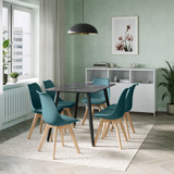 7-Piece Dining Set - 120cm Rectangular Sintered Stone Table and 6 Tulip Chairs with Wooden Legs