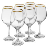 Pasabahce Amber Gold Rimmed Wine Glasses 365ml Elegant Glassware Set