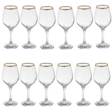 Pasabahce Amber Gold Rimmed Wine Glasses 365ml Elegant Glassware Set