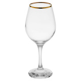 Pasabahce Amber Gold Rimmed Wine Glasses 460ml Elegant Glassware Set