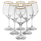 Pasabahce Amber Gold Rimmed Wine Glasses 460ml Elegant Glassware Set