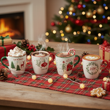 Ceramic Stoneware Christmas Xmas Mugs Set