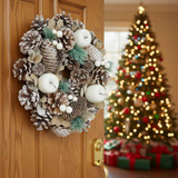 25cm Christmas Pinecone Wreath w/ Jute Hanger Decoration 25cm Christmas Pinecone Wreath w/ Jute Hanger Decoration