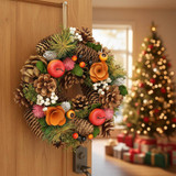 25cm Christmas Pinecone Wreath w/ Jute Hanger Decoration 25cm Christmas Pinecone Wreath w/ Jute Hanger Decoration