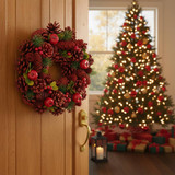34cm Christmas Pinecone Wreath w/ Jute Hanger Decoration 34cm Christmas Pinecone Wreath w/ Jute Hanger Decoration