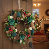 34cm Christmas Pinecone Wreath w/ Jute Hanger Decoration 34cm Christmas Pinecone Wreath w/ Jute Hanger Decoration